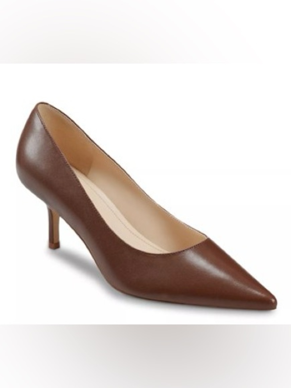 NWT Marc Fisher Brown Leather Alola Classic Pointed-Toe Pump Size 9